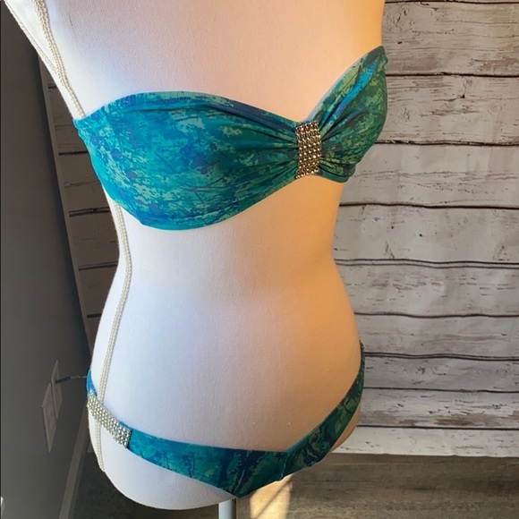 Blue & Teal Swimsuit Cheeky bottom Small - Picture 2 of 14